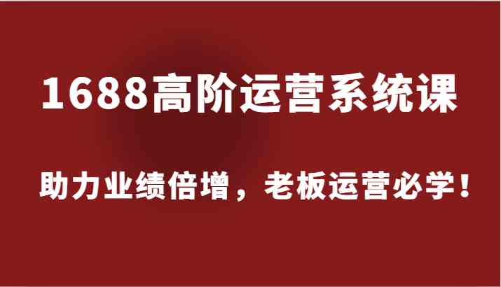 1688高阶运营系统课，助力业绩倍增，老板运营必学！-万三聊项目