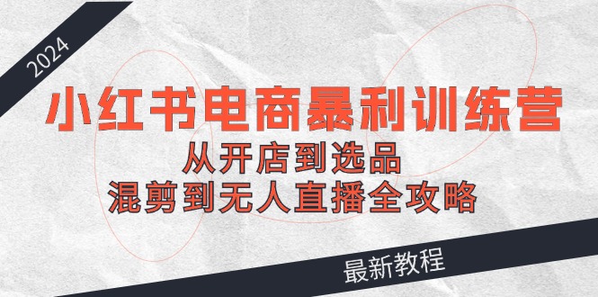 2024小红书电商暴利训练营：从开店到选品，混剪到无人直播全攻略-万三聊项目