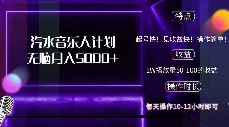 （12429期）抖音汽水音乐人计划无脑月入5000+-万三聊项目