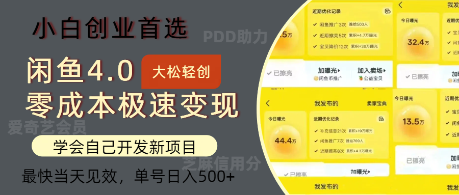 （12434期）闲鱼0成本极速变现项目，多种变现方式 单号日入500+最新玩法-万三聊项目
