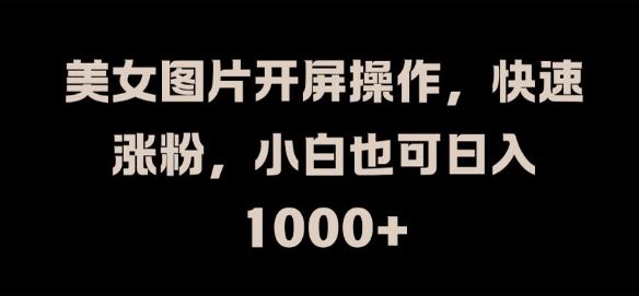 美女图片开屏操作，快速涨粉，小白也可日入1k【揭秘】-万三聊项目