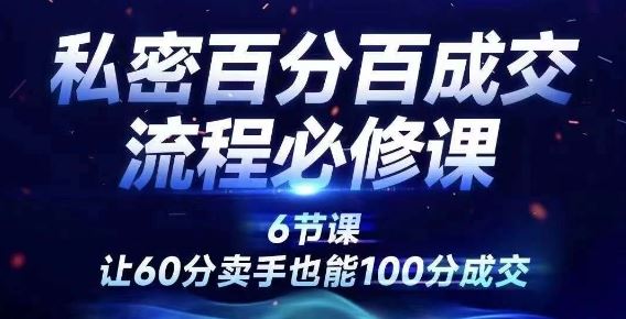 私密百分百成交流程线上训练营，绝对成交，让60分卖手也能100分成交-万三聊项目