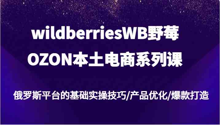 wildberriesWB野莓/OZON本土电商系列课，俄罗斯平台的基础实操技巧/产品优化/爆款打造-万三聊项目