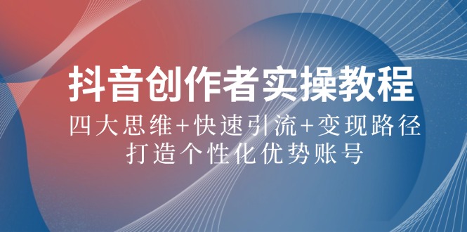 抖音创作者实操教程：四大思维+快速引流+变现路径，打造个性化优势账号-万三聊项目