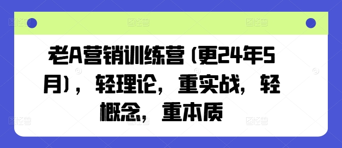 老A营销训练营(更24年9月)，轻理论，重实战，轻概念，重本质-万三聊项目