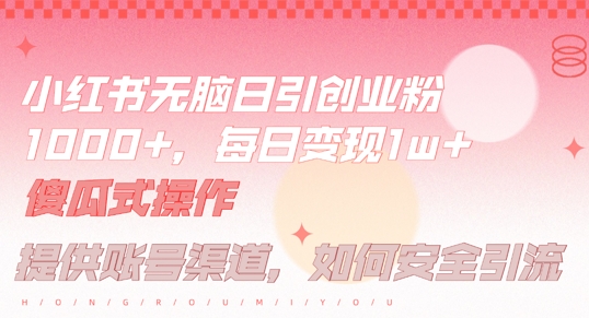 小红书无脑每日引流创业粉500+，小白每天只花半小时，躺赚长尾收益【揭秘】-万三聊项目
