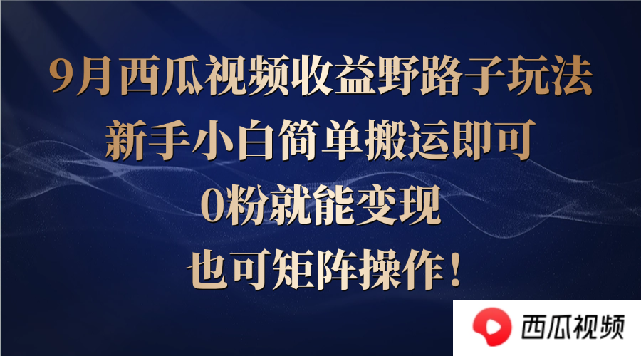 西瓜视频收益野路子玩法，新手小白简单搬运即可，0粉就能变现，也可矩…-万三聊项目