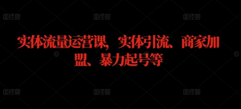 实体流量运营课，实体引流、商家加盟、暴力起号等-万三聊项目