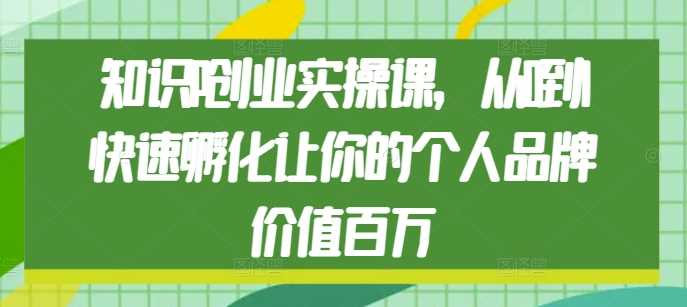 知识IP创业实操课，从0到1快速孵化让你的个人品牌价值百万-万三聊项目