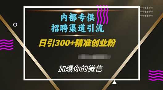 内部招聘渠道日引流300+创业粉，加爆你的微信【揭秘】-万三聊项目