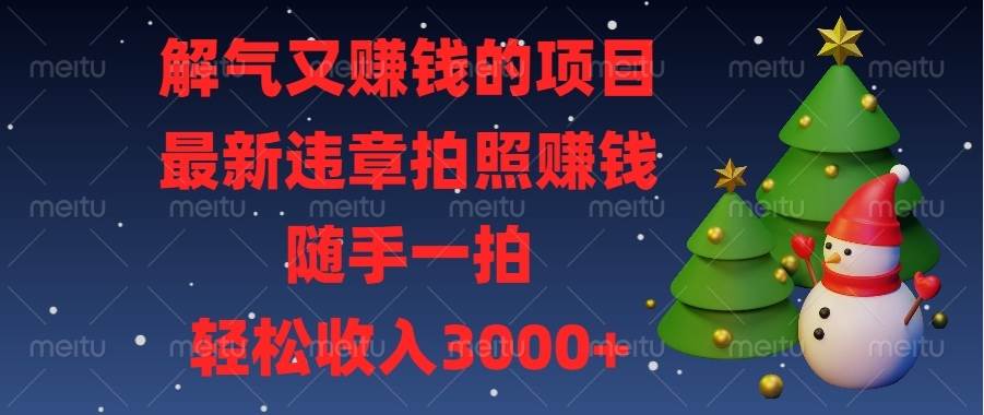 （13686期）解气又赚钱的项目，最新违章拍照赚钱，随手一拍，轻松收入3000+-万三聊项目