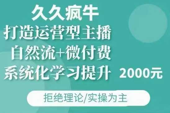 久久疯牛·自然流+微付费(12月23更新)打造运营型主播，包11月+12月-万三聊项目