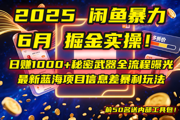 2025闲鱼暴力掘金实操！日赚1000+秘密武器全流程曝光，最新蓝海项目信…-万三聊项目