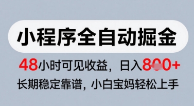 微信小程序全自动掘金，快速见收益，长期稳定靠谱，零基础友好，日入8张【揭秘】-万三聊项目