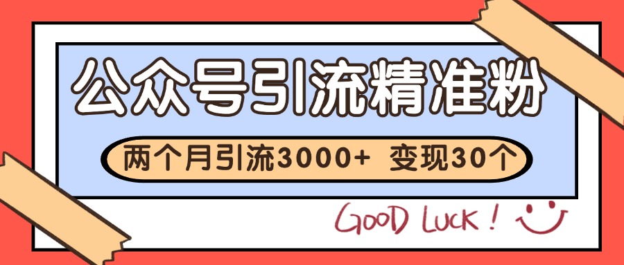 公众号精准粉引流玩法 2个月3000+精准粉 变现30万+-万三聊项目