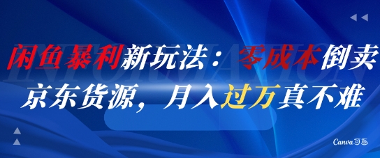 闲鱼暴利新玩法：零成本倒卖京东货源，月入过1W真不难-万三聊项目