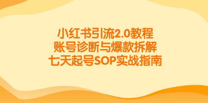 小红书引流2.0教程，账号诊断与爆款拆解，七天起号SOP实战指南-万三聊项目