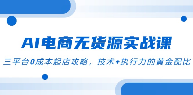 AI电商无货源实战课，三平台0成本起店攻略，技术+执行力的黄金配比-万三聊项目