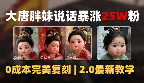 AI大唐胖贵妃说话2.0，40条视频暴涨40w粉，附独家变现攻略-万三聊项目