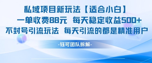 私域项目新玩法【适合小白】 一单收费88.每天稳定收益几张-万三聊项目