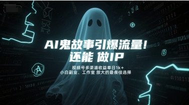 AI鬼故事引爆流量，还能做IP，视频号多渠道收益单日1k+，小白副业、工作室放大的最佳选择-万三聊项目