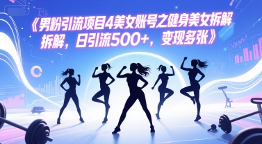 男粉引流项目4美女账号之健身美女拆解，日引流500+，变现多张-万三聊项目
