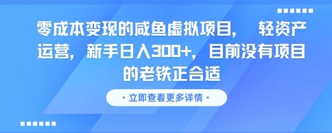 零成本变现的咸鱼虚拟项目， 轻资产运营，新手日入3张+，目前没有项目的老铁正合适-万三聊项目