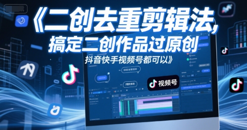 短视频二创去重剪辑法，搞定二创作品过原创，抖音快手视频号都可以-万三聊项目