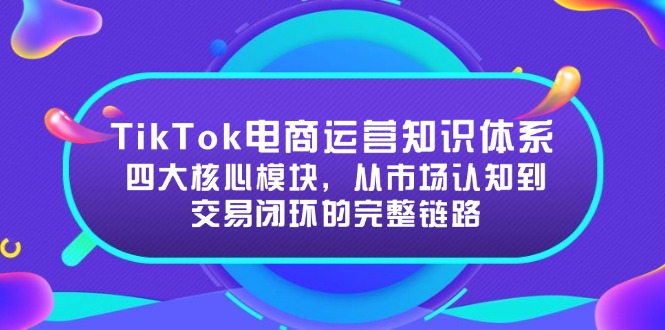 TikTok电商运营知识体系：四大核心模块，从市场认知到交易闭环的完整链路-万三聊项目