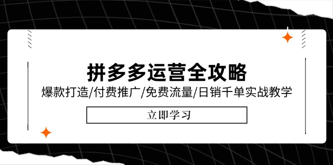 拼多多运营全攻略，爆款打造/付费推广/免费流量/日销千单实战教学/6月更新-万三聊项目