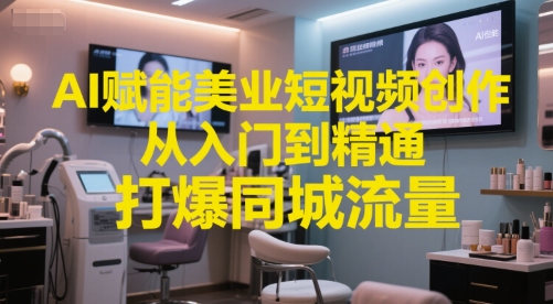 AI赋能美业短视频创作，从入门到精通，打爆同城流量，超级AI工具短视频实操落地-万三聊项目