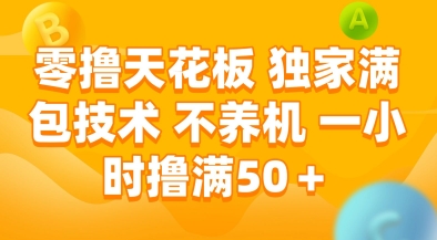 零撸天花板，独家满包技术，不用养机，一小时撸满50+，收益稳定【揭秘】-万三聊项目