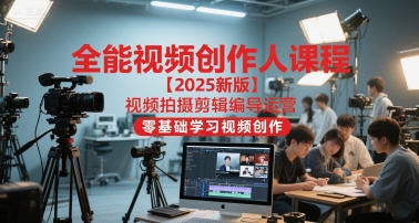全能视频创作人课程【2025新版】视频拍摄剪辑编导运营，零基础学习视频创作-万三聊项目