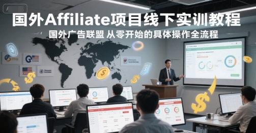 国外Affiliate项目线下实训教程，国外广告联盟从零开始的具体操作全流程-万三聊项目