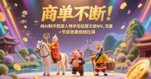 商单不断！纯AI制作西游人物羊毛毡版文旅MV，流量+节目效果统统拉满-万三聊项目