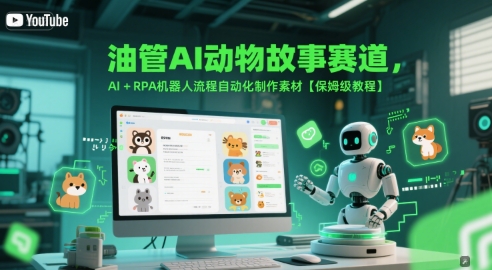 油管AI动物故事赛道，AI+RPA机器人流程自动化制作素材【保姆级教程】-万三聊项目
