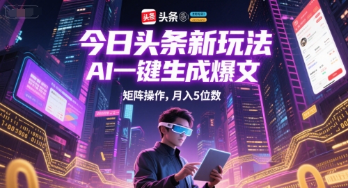 今日头条新玩法，AI一键生成爆文，矩阵操作，月入5位数-万三聊项目
