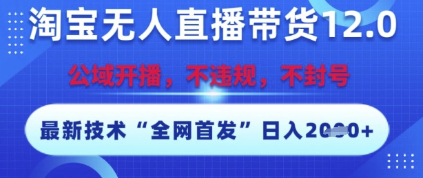 淘宝无人直播带货12.0，最新技术，不封号，不违规，操作简单，开播爆单，日入多张【揭秘】-万三聊项目