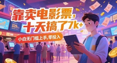 靠卖电影票，十天搞了7k+，小白无门槛上手，零投入【揭秘】-万三聊项目