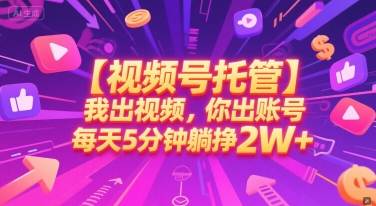 【视频号托管 】我出视频，你出账号，每天5分钟发布，最高躺挣2W+【揭秘】-万三聊项目
