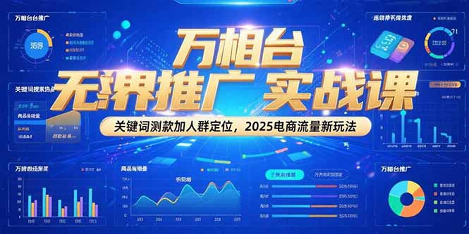 万相台无界推广实战课，关键词测款加人群定位，2025电商流量新玩法-万三聊项目
