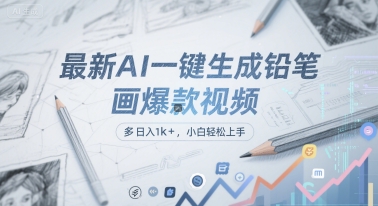 最新AI一键生成铅笔画爆款视频，多平台分发，日 入1k+，小白轻松上手【揭秘】-万三聊项目