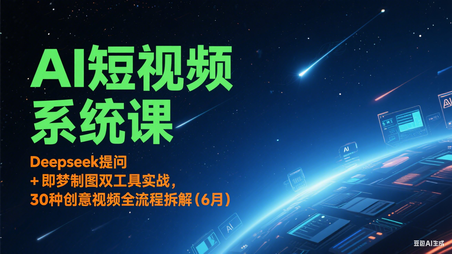 AI短视频系统课：Deepseek提问 + 即梦制图双工具实战，30种创意视频全流程拆解(6月)-万三聊项目