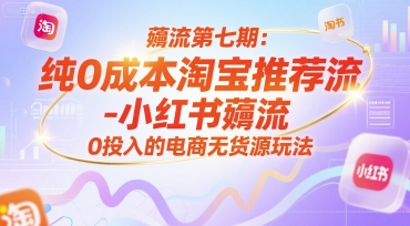 薅流第七期：纯0成本淘宝推荐流-小红书薅流最新版目，0投入的电商无货源玩法(附赠往期)-万三聊项目