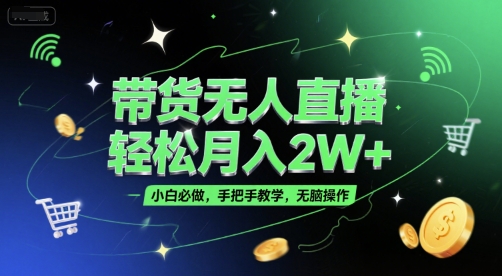 带货无人直播，轻松月入2W+，小白必做，手把手教学，无脑操作(附学习资料)-万三聊项目