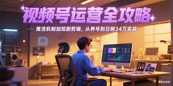 2025视频号运营全攻略，推流机制加短剧剪辑，从养号到日销34万实战-万三聊项目