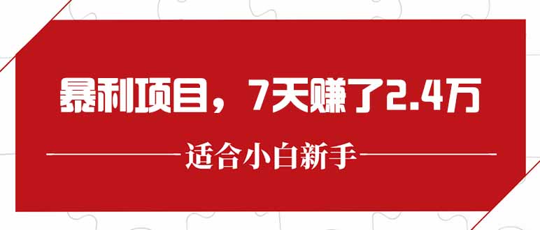 最新暴利项目，每单收益轻松在300以上，7天赚了2.4万-万三聊项目