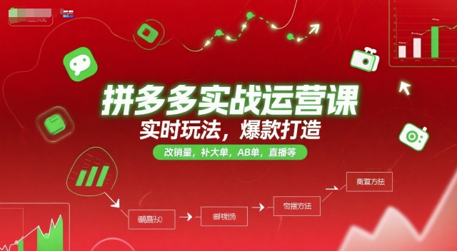 拼多多实战运营课，实时玩法，爆款打造，改销量，补大单，AB单，直播等(更新2025月)-万三聊项目