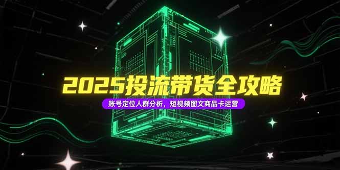 2025投流带货全攻略，账号定位人群分析，短视频图文商品卡运营-万三聊项目