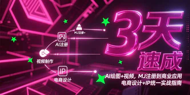 3天速成AI绘图+视频，MJ注册到商业应用，电商设计+IP统一实战指南-万三聊项目